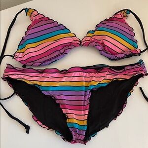 Xhilaration Multicolor Striped Bikini
